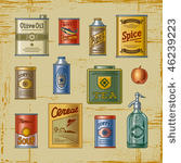 retro grocery set. vector