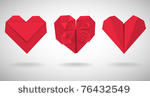 set of red paper hearts  vector ...