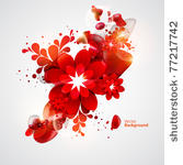 red flower with abstract...