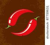 retro illustration of two chili ...