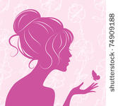beauty girl silhouette with...