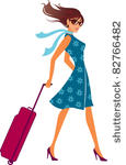 woman with a luggage bag....