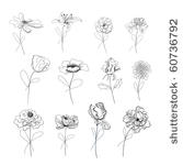 set of flowers