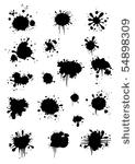 set of drawn ink stain. vector...