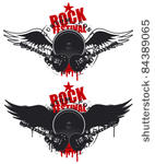rock festival shield with wings ...