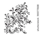 black floral ornament isolated