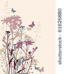 floral background with grass ...