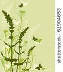 floral background with grass ...