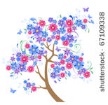blue flowering tree and...