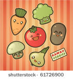 kawaii smiling vegetables