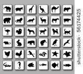 button set of black animal...