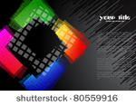 black background with rainbow...