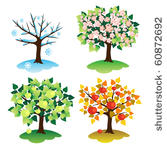a set of trees in four seasons. ...