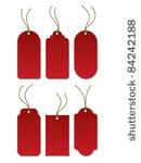 set of red tag on the cord
