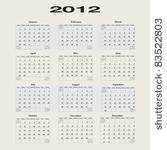 2012 calendar with first day of ...