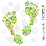 green feet made of flowers