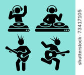 black music pictograms of dj...