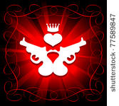 guns  heart and crown in...