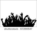 large group of raising hands