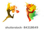dancing girls with colorful...