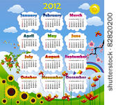 2012 year calendar in vector...
