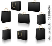 black shopping bags vector set