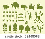 set of simple cartoon...