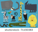 set of african animals