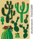 a color cactus set