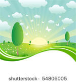 vector spring landscape