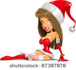 santa girl vector illustration