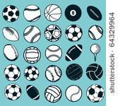 set ball sports icons symbols...