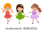 three cute little girls dancing