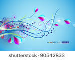 floral motif on a blue...
