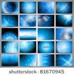 big set of blue technical...