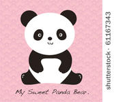 panda bear on soft pink card