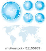 glossy globes set with world...