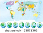 world map with globes  ...