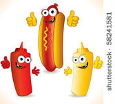 smiling cartoon hot dog with...