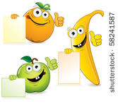 funny cartoon fruits with blank ...