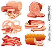 meat and sausages icon set 8  ...
