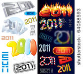 2011 new year labels  icons ...