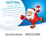 santa with gift and snowball...