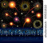 fireworks display over the...