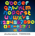 multicolored shiny vector font  ...