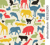 animals silhouette seamless...