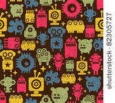 robot and monsters cute...
