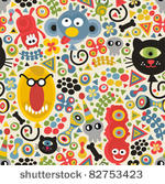 cute monsters seamless pattern. ...