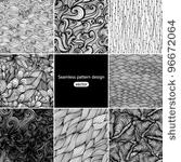 set of eight  black and white...