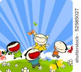 kids playing on a grass in a...